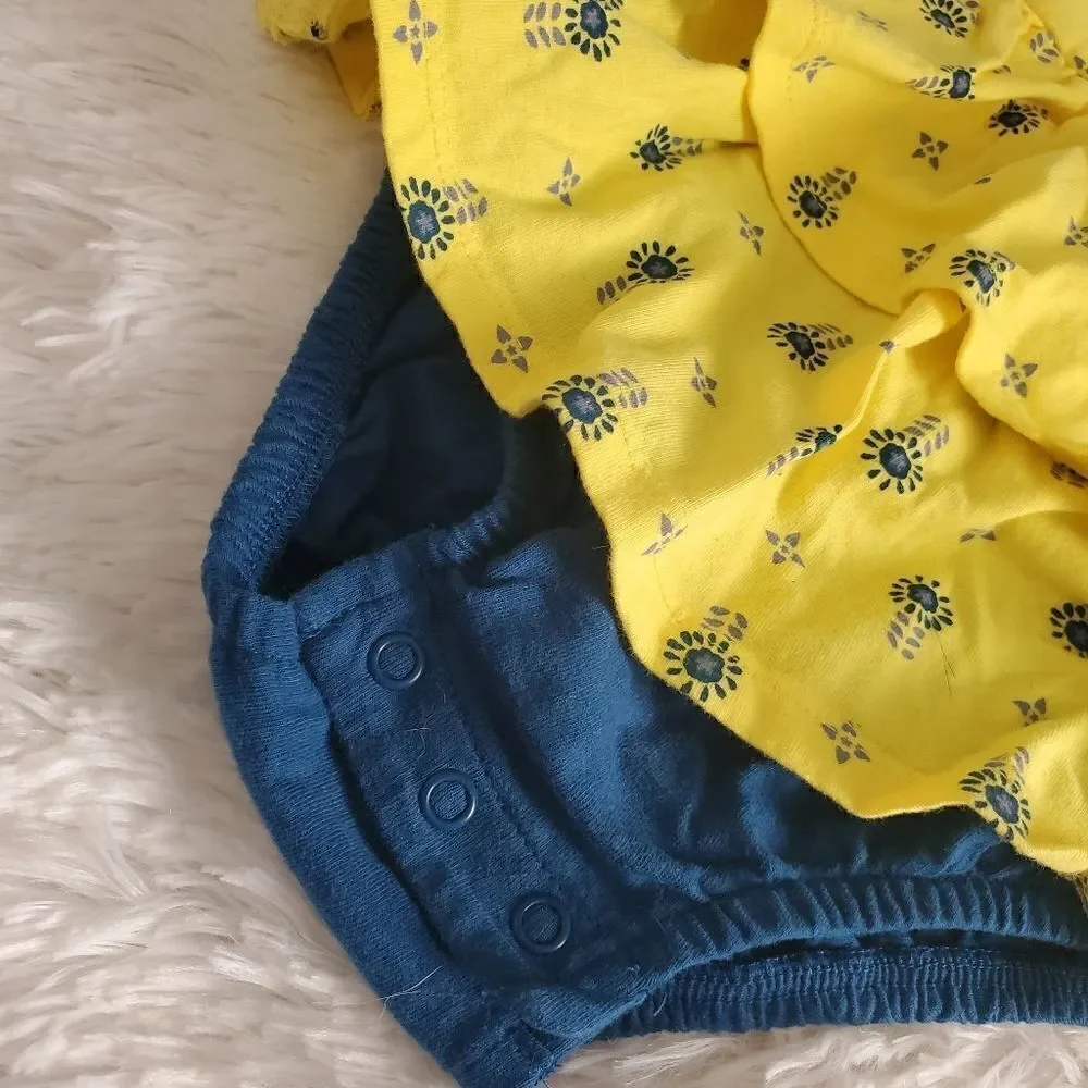 Baby Girl's Just One You Size 18 Month Yellow and Blue Flower Dress
